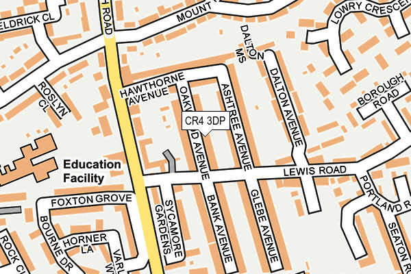 CR4 3DP map - OS OpenMap – Local (Ordnance Survey)