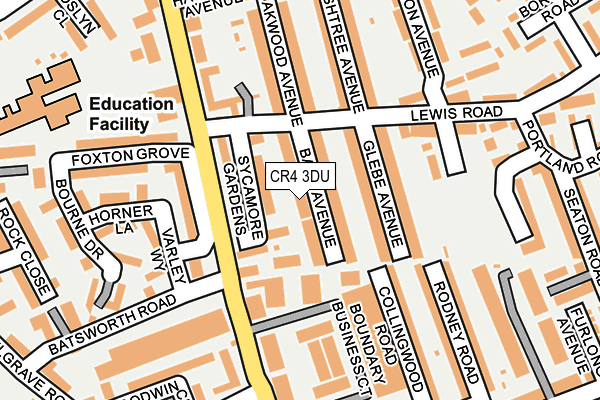 CR4 3DU map - OS OpenMap – Local (Ordnance Survey)