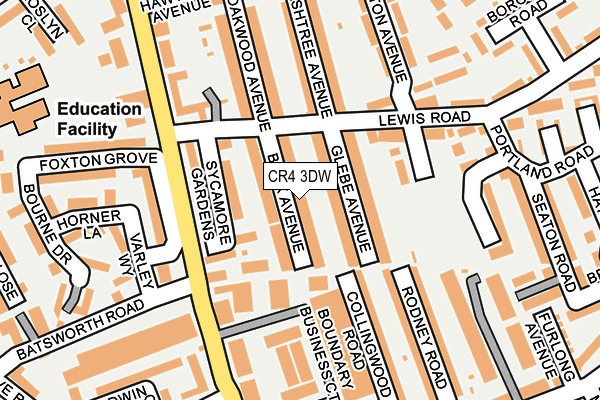CR4 3DW map - OS OpenMap – Local (Ordnance Survey)