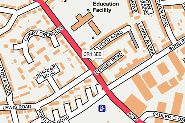 CR4 3EB map - OS OpenMap – Local (Ordnance Survey)