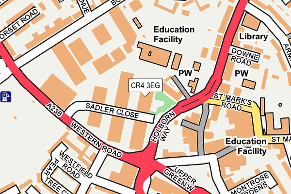 CR4 3EG map - OS OpenMap – Local (Ordnance Survey)