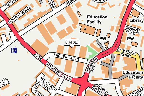 CR4 3EJ map - OS OpenMap – Local (Ordnance Survey)