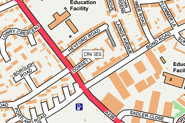 CR4 3ES map - OS OpenMap – Local (Ordnance Survey)