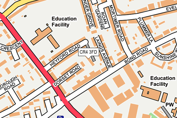 CR4 3FD map - OS OpenMap – Local (Ordnance Survey)