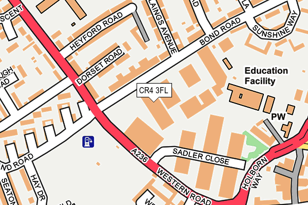 CR4 3FL map - OS OpenMap – Local (Ordnance Survey)