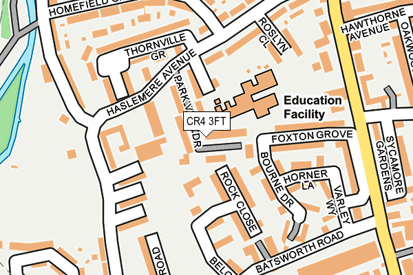 CR4 3FT map - OS OpenMap – Local (Ordnance Survey)