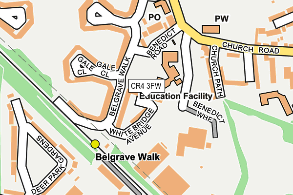 CR4 3FW map - OS OpenMap – Local (Ordnance Survey)