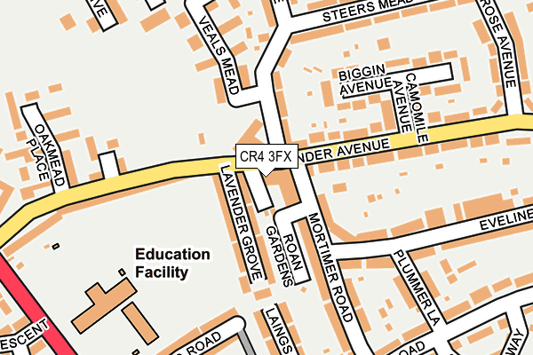 CR4 3FX map - OS OpenMap – Local (Ordnance Survey)