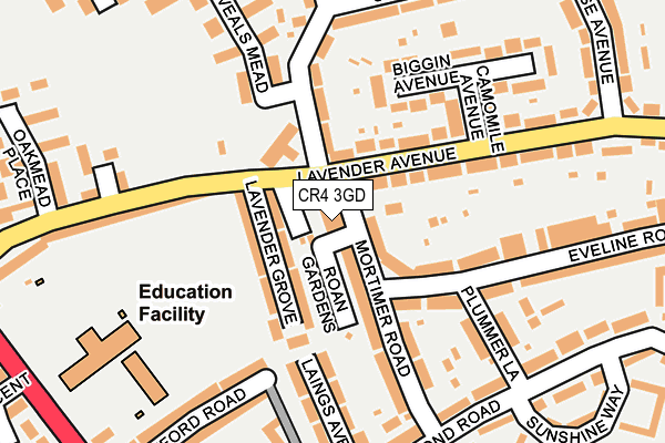 CR4 3GD map - OS OpenMap – Local (Ordnance Survey)