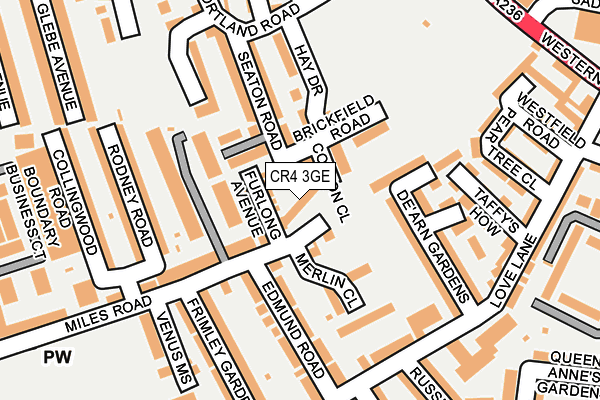 CR4 3GE map - OS OpenMap – Local (Ordnance Survey)