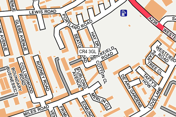 CR4 3GL map - OS OpenMap – Local (Ordnance Survey)