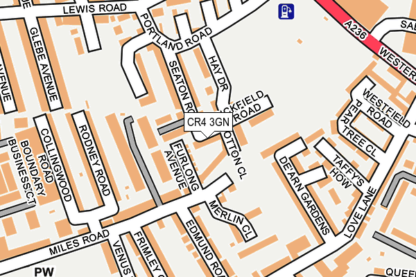 CR4 3GN map - OS OpenMap – Local (Ordnance Survey)