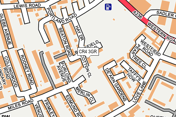 CR4 3GR map - OS OpenMap – Local (Ordnance Survey)