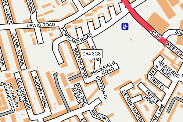 CR4 3GS map - OS OpenMap – Local (Ordnance Survey)