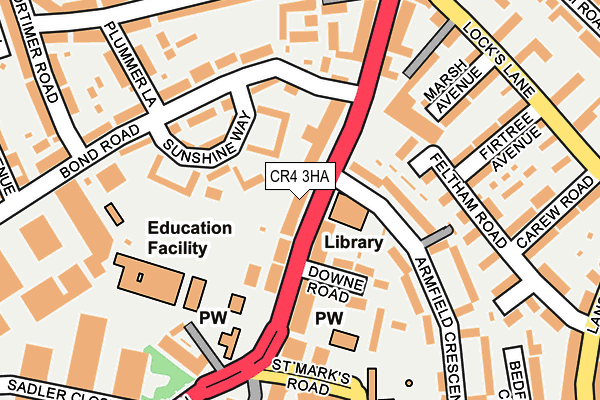 CR4 3HA map - OS OpenMap – Local (Ordnance Survey)