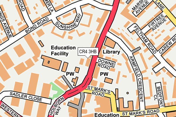 CR4 3HB map - OS OpenMap – Local (Ordnance Survey)