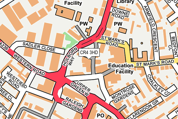 CR4 3HD map - OS OpenMap – Local (Ordnance Survey)