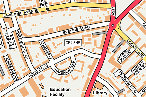 CR4 3HE map - OS OpenMap – Local (Ordnance Survey)