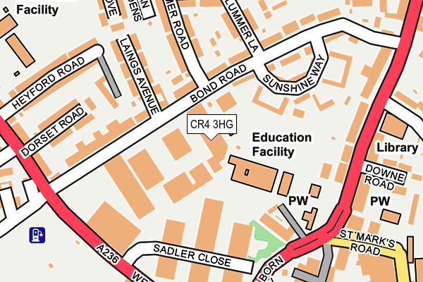 CR4 3HG map - OS OpenMap – Local (Ordnance Survey)