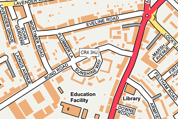 CR4 3HJ map - OS OpenMap – Local (Ordnance Survey)