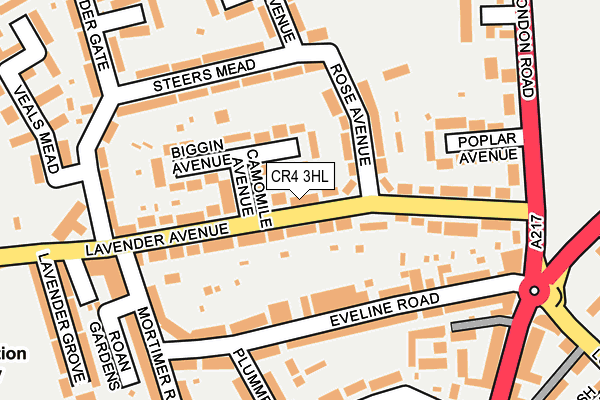 CR4 3HL map - OS OpenMap – Local (Ordnance Survey)