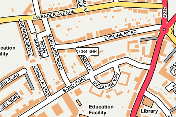 CR4 3HR map - OS OpenMap – Local (Ordnance Survey)