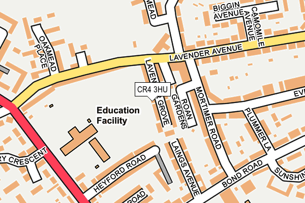 CR4 3HU map - OS OpenMap – Local (Ordnance Survey)