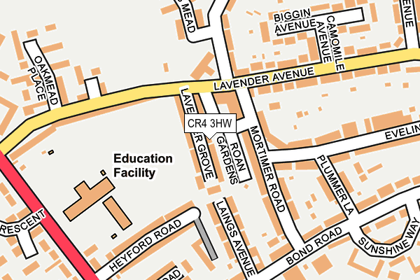 CR4 3HW map - OS OpenMap – Local (Ordnance Survey)