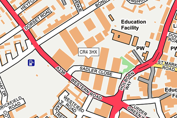 CR4 3HX map - OS OpenMap – Local (Ordnance Survey)