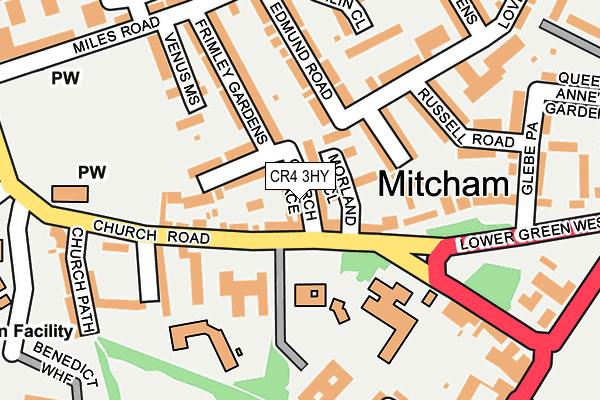 CR4 3HY map - OS OpenMap – Local (Ordnance Survey)