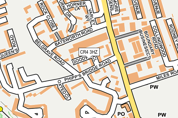 CR4 3HZ map - OS OpenMap – Local (Ordnance Survey)