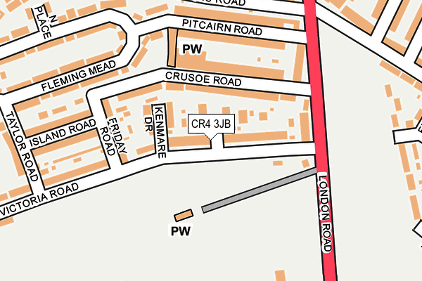 CR4 3JB map - OS OpenMap – Local (Ordnance Survey)