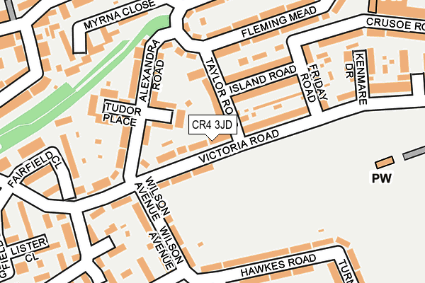 CR4 3JD map - OS OpenMap – Local (Ordnance Survey)