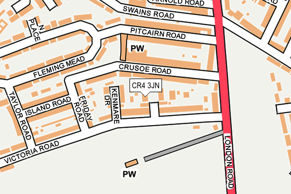 CR4 3JN map - OS OpenMap – Local (Ordnance Survey)
