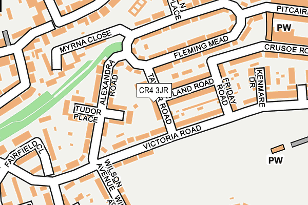 CR4 3JR map - OS OpenMap – Local (Ordnance Survey)