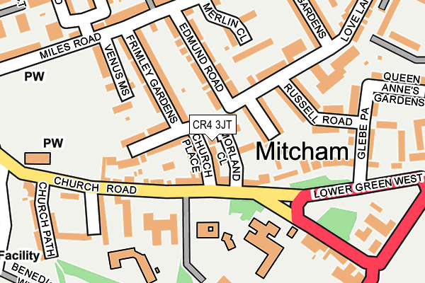 CR4 3JT map - OS OpenMap – Local (Ordnance Survey)