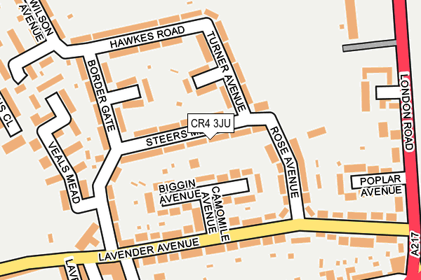 CR4 3JU map - OS OpenMap – Local (Ordnance Survey)