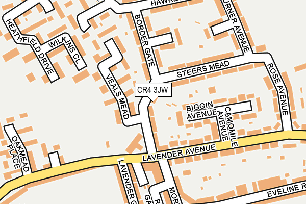 CR4 3JW map - OS OpenMap – Local (Ordnance Survey)