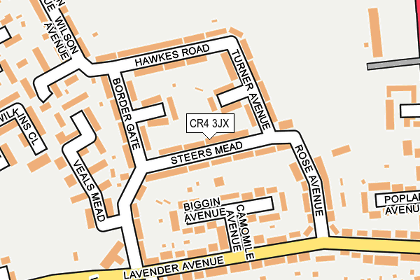 CR4 3JX map - OS OpenMap – Local (Ordnance Survey)