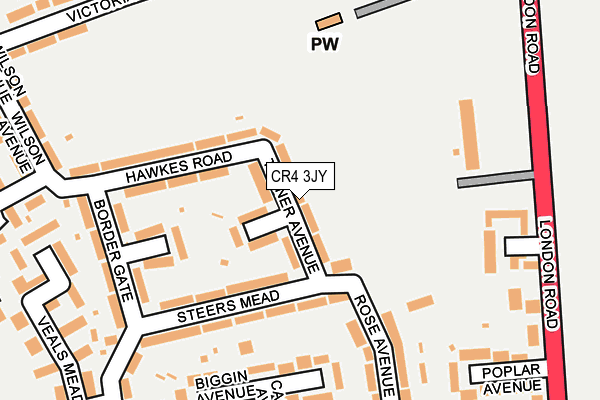 CR4 3JY map - OS OpenMap – Local (Ordnance Survey)