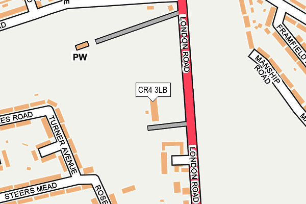 CR4 3LB map - OS OpenMap – Local (Ordnance Survey)
