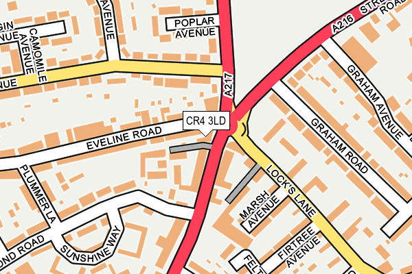 CR4 3LD map - OS OpenMap – Local (Ordnance Survey)