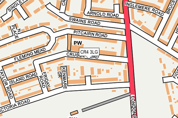 CR4 3LG map - OS OpenMap – Local (Ordnance Survey)