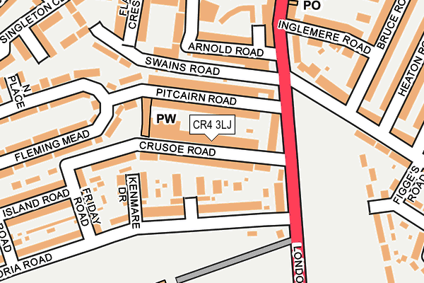 CR4 3LJ map - OS OpenMap – Local (Ordnance Survey)