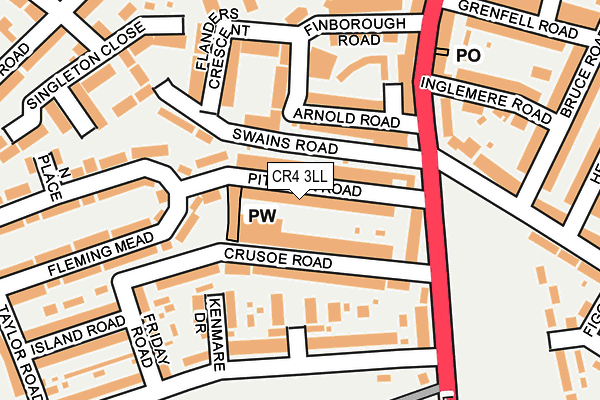 CR4 3LL map - OS OpenMap – Local (Ordnance Survey)