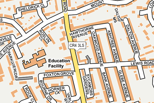 CR4 3LS map - OS OpenMap – Local (Ordnance Survey)