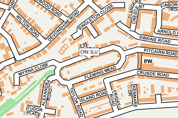 CR4 3LU map - OS OpenMap – Local (Ordnance Survey)