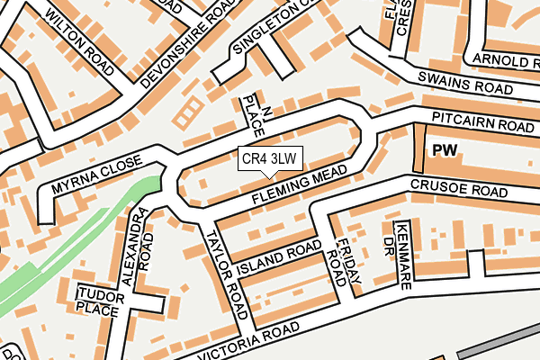 CR4 3LW map - OS OpenMap – Local (Ordnance Survey)