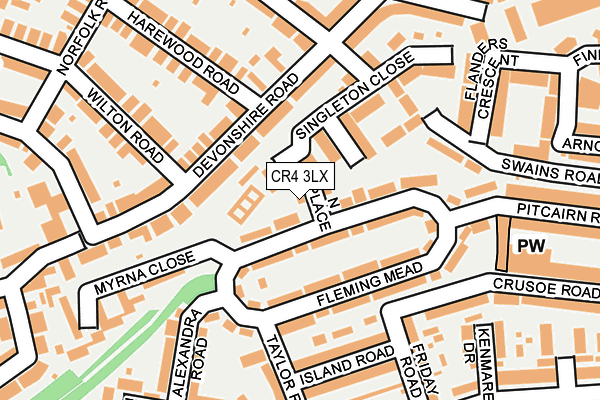 CR4 3LX map - OS OpenMap – Local (Ordnance Survey)