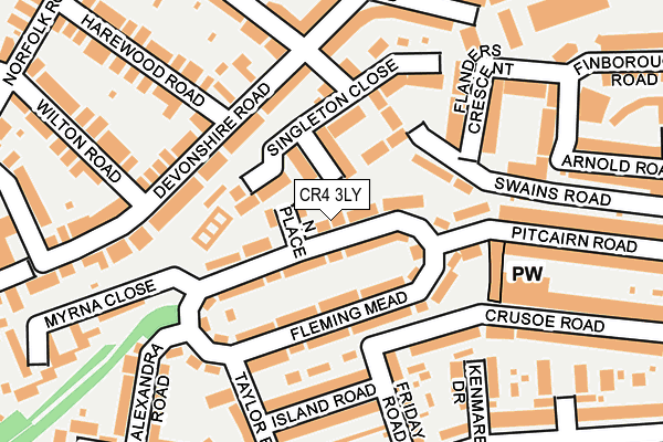 CR4 3LY map - OS OpenMap – Local (Ordnance Survey)
